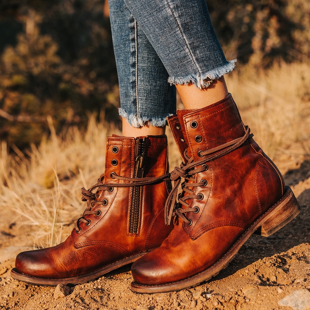 Freebird Manchester combat boots in Cognac